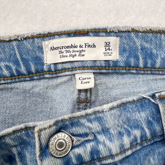 Abercrombie Fitch Jeans Women 32 Blue 90s Straight Ultra High Rise Curve Love - Picture 3 of 12